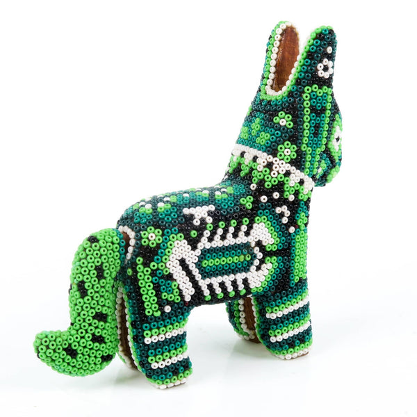 Beaded Donkey - Huichol Wood Carving Art www.VivaMexico.com