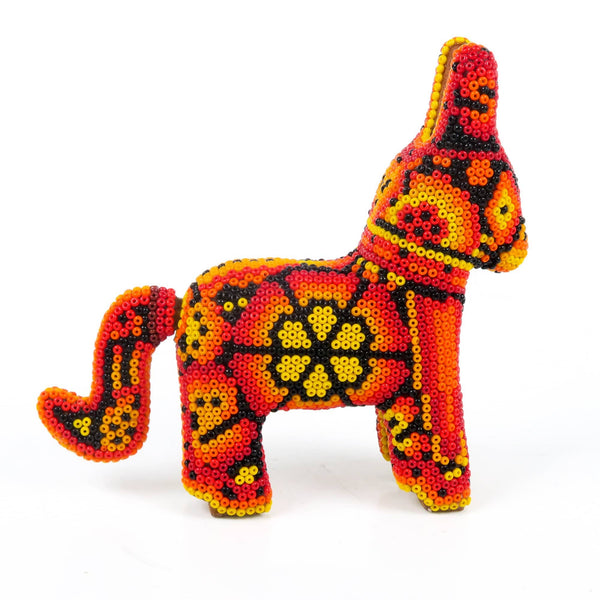 Beaded Donkey - Huichol Wood Carving Art www.VivaMexico.com