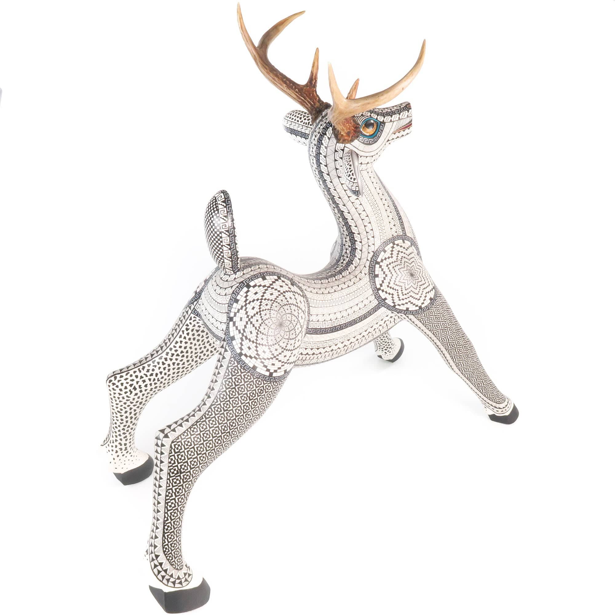 Gray & Red Deer Mexican Wood Carving Alebrije