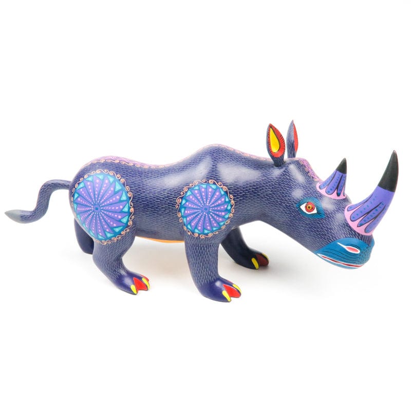 Purple Rhinoceros - Oaxacan Alebrije Wood Carving – VivaMexico.com
