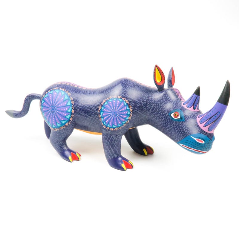 Purple Rhinoceros - Oaxacan Alebrije Wood Carving – VivaMexico.com