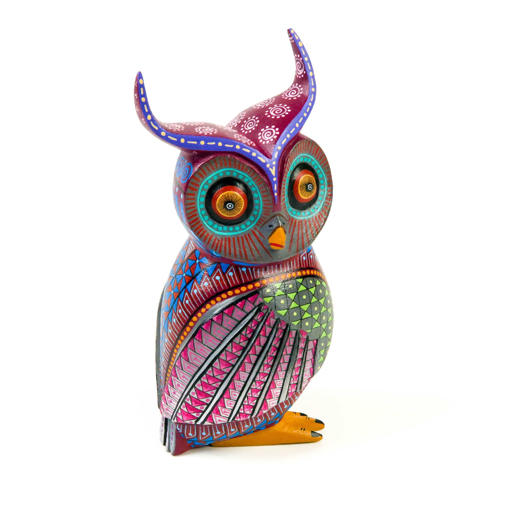 Vibrant Owl - Oaxacan Alebrije Wood Carving – VivaMexico.com