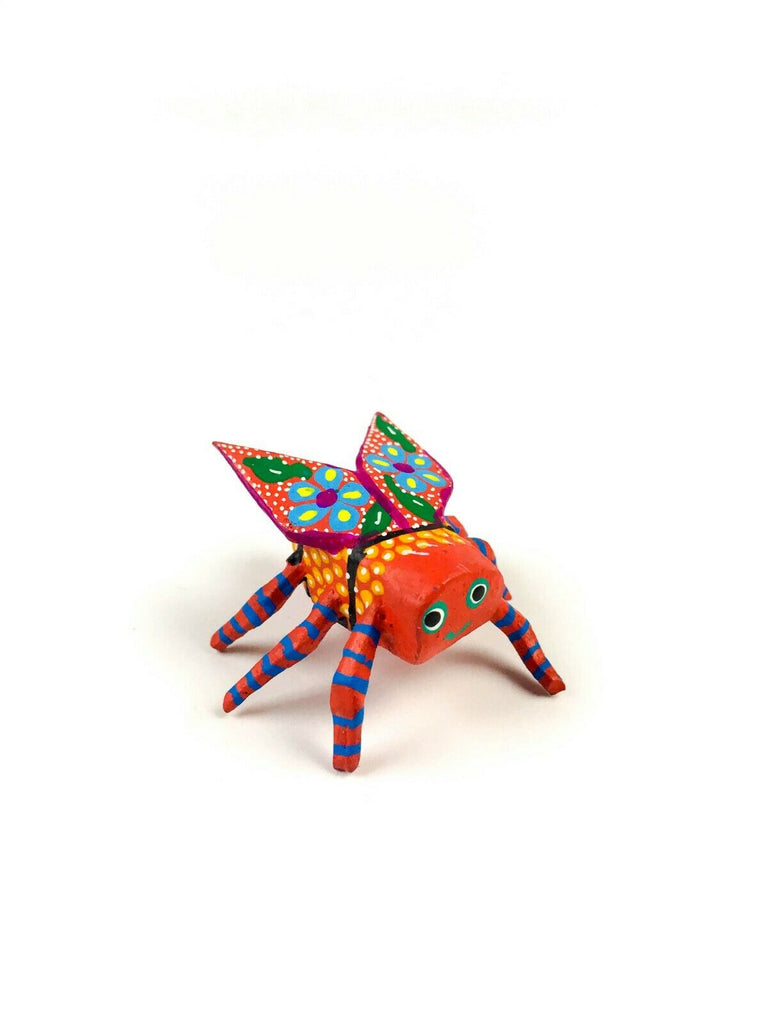 MINI FLOWER FLY INSECT Oaxacan Alebrije Wood Carving Mexican Folk Art Sculpture - VivaMexico.com