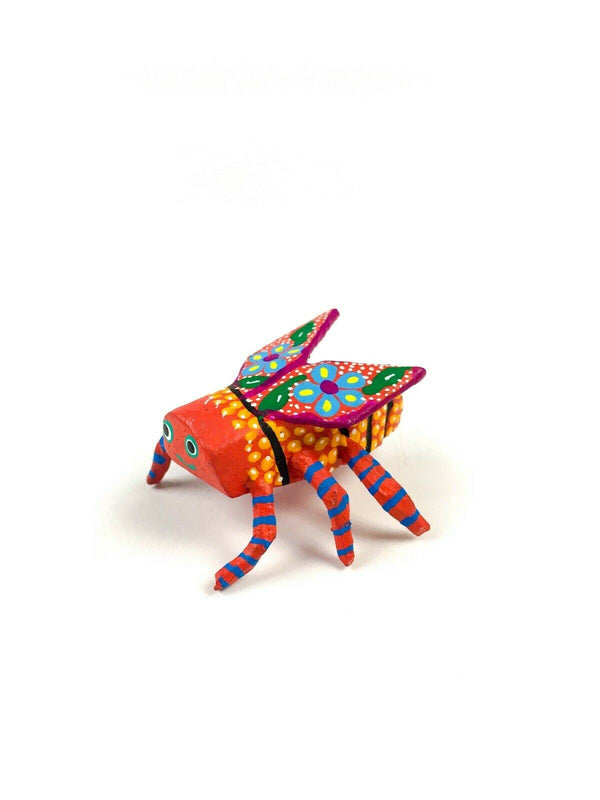 MINI FLOWER FLY INSECT Oaxacan Alebrije Wood Carving Mexican Folk Art Sculpture - VivaMexico.com