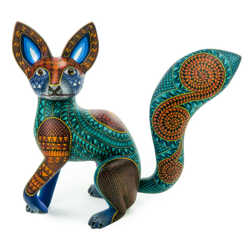 【激レア】oaxaca wood carving Mexico製 Beautiful Fox - Oaxacan Alebrije Wood Carving - Nestor Melchor
