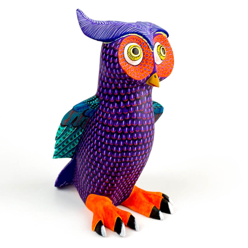 Curious Owl - Oaxacan Alebrije Wood Carving - VivaMexico.com