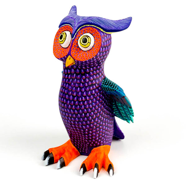 Curious Owl - Oaxacan Alebrije Wood Carving - VivaMexico.com