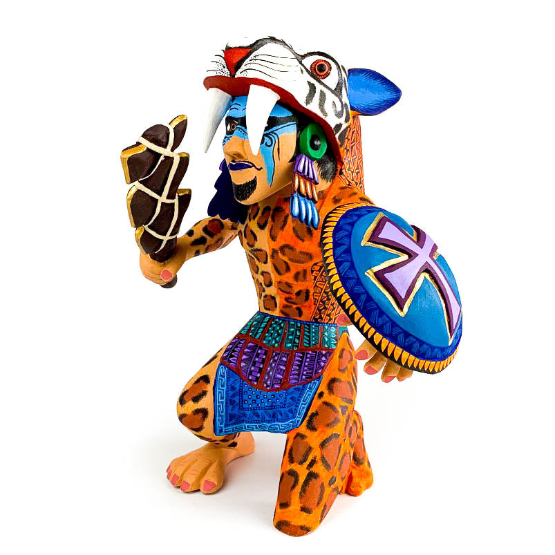 Aztec Warrior - Oaxacan Alebrije Wood Carving - VivaMexico.com