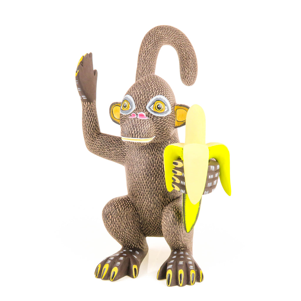 Monkey With Banana - Oaxacan Alebrije Wood Carving