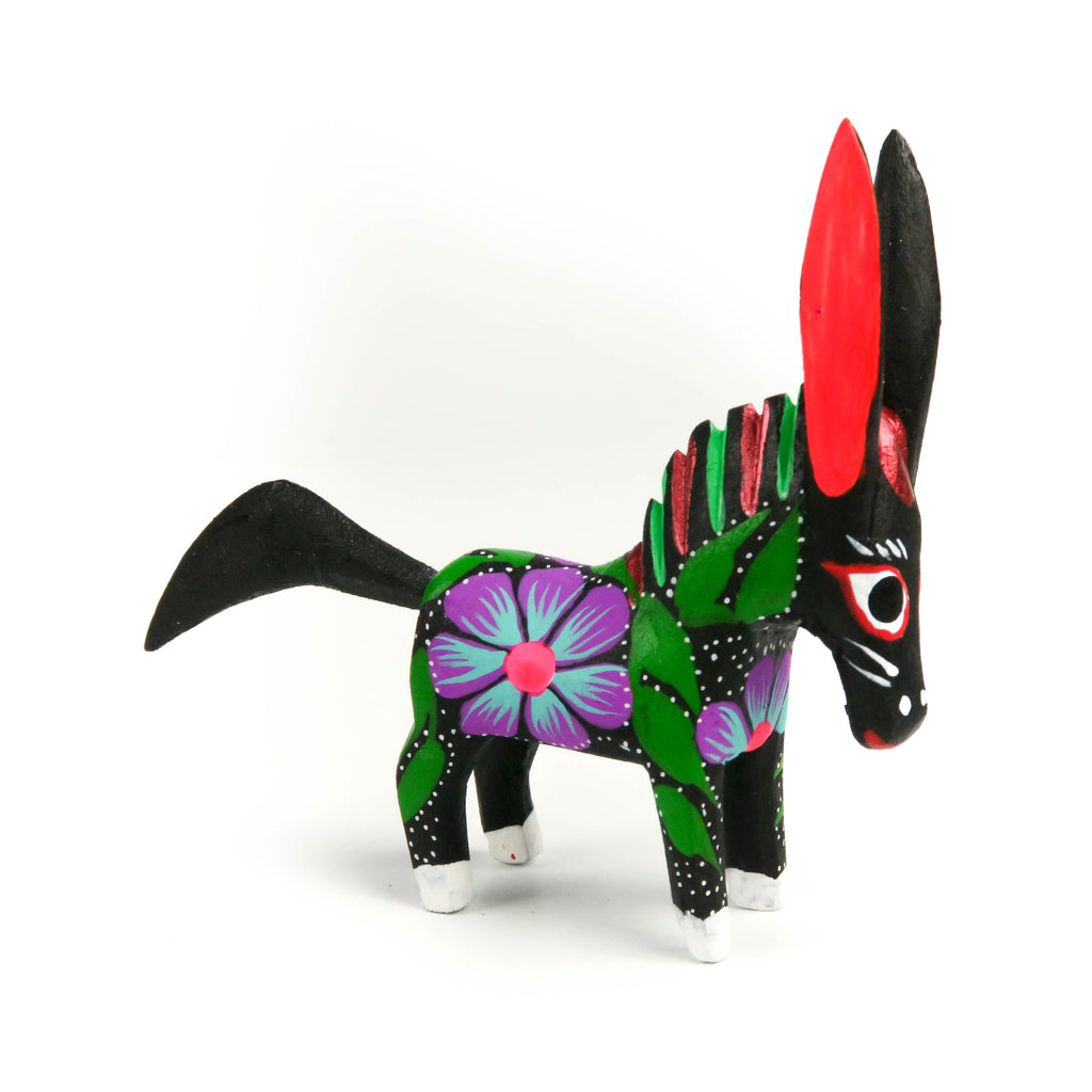 Donkey Mini Oaxacan Alebrije Wood Carving Mexican Folk Art Sculpture - VivaMexico.com
