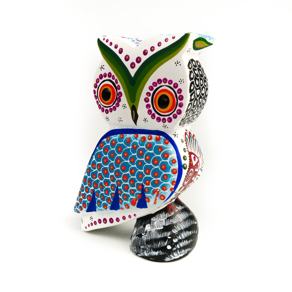 Perched Owl - Oaxacan Alebrije Wood Carving - VivaMexico.com