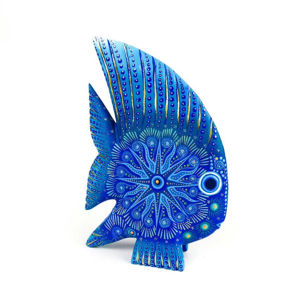 Blue Fish - Oaxacan Alebrije Wood Carving - VivaMexico.com
