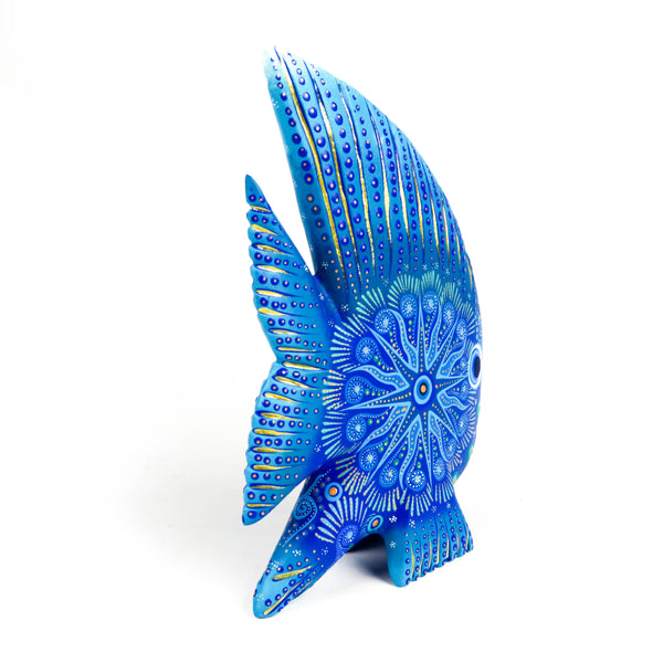 Blue Fish - Oaxacan Alebrije Wood Carving - VivaMexico.com