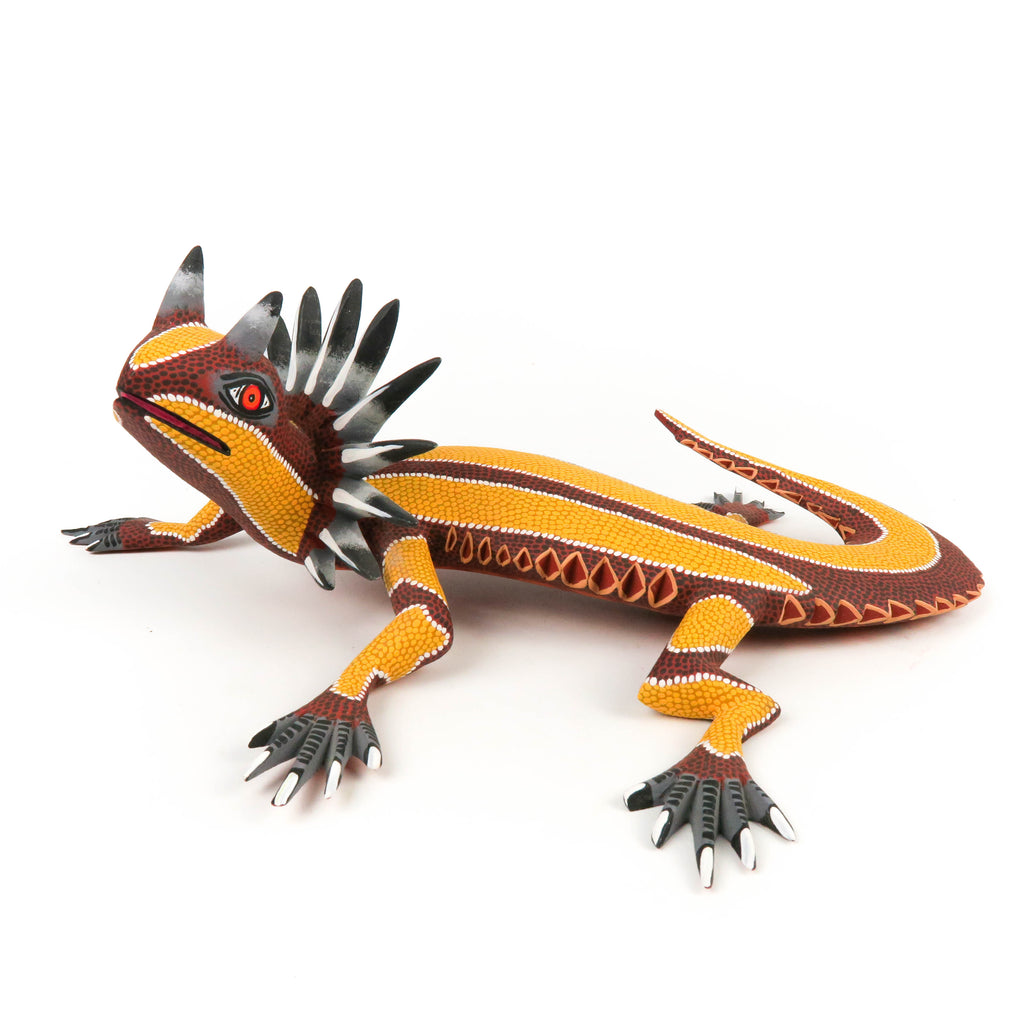 Horned Lizard - Oaxacan Alebrije Wood Carving - Eleazar Morales - VivaMexico.com