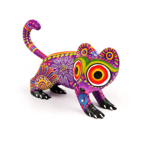 Purple Lemur Oaxacan Alebrije Wood Carving Mexican Folk Art Sculpture - VivaMexico.com