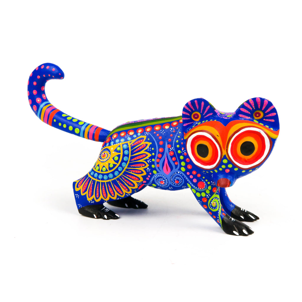Blue Lemur Oaxacan Alebrije Wood Carving Mexican Folk Art Sculpture - VivaMexico.com