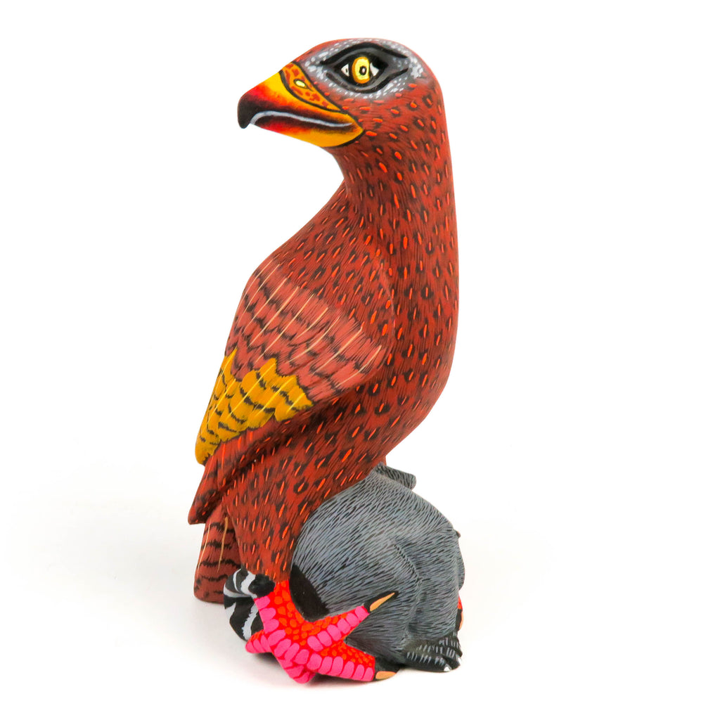 Hawk With Prey - Oaxacan Alebrije Wood Carving Mexican Folk Art Sculpture - VivaMexico.com