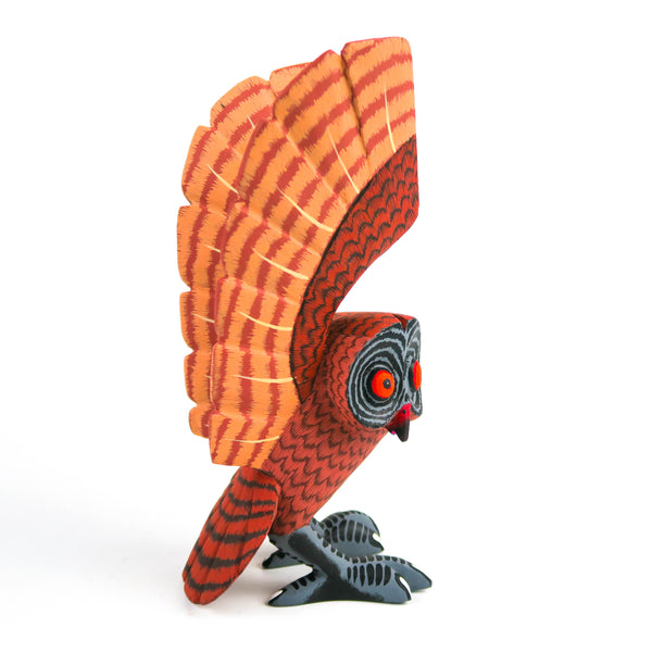 Brown Owl - Oaxacan Alebrije Wood Carving - Eleazar Morales - VivaMexico.com