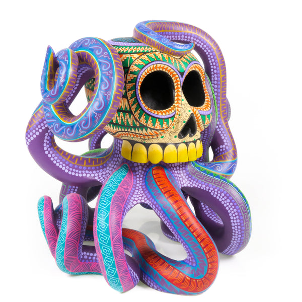 Zapotec Octopus Skull Fusion - Oaxacan Alebrije Wood Carving