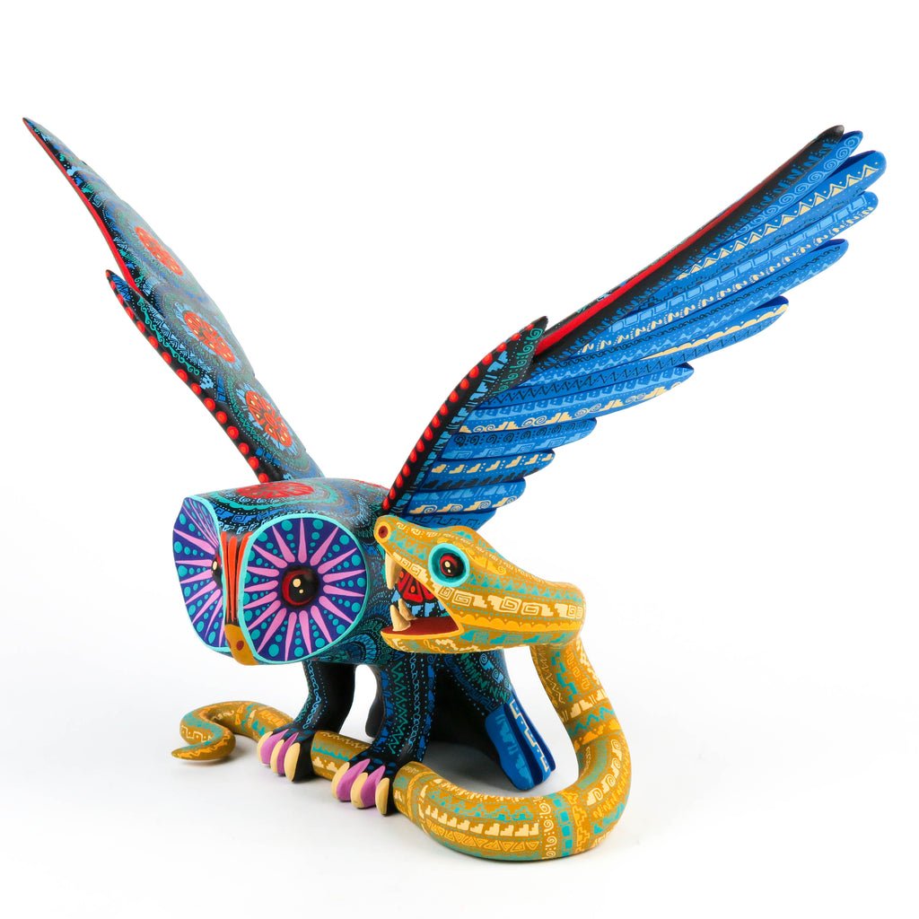 Owl vs Snake - Oaxacan Alebrije Wood Carving Sculpture - VivaMexico.com