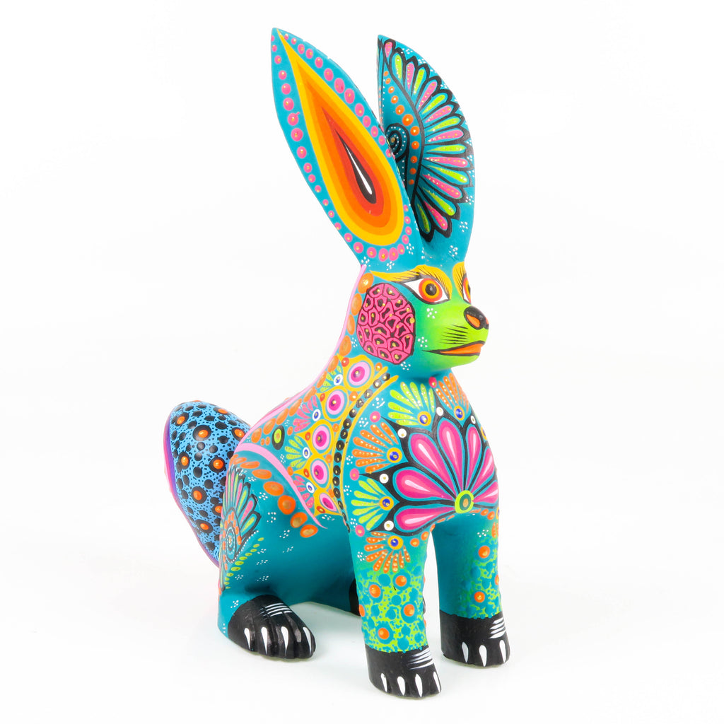 Turquoise Rabbit - Oaxacan Alebrije Wood Carving