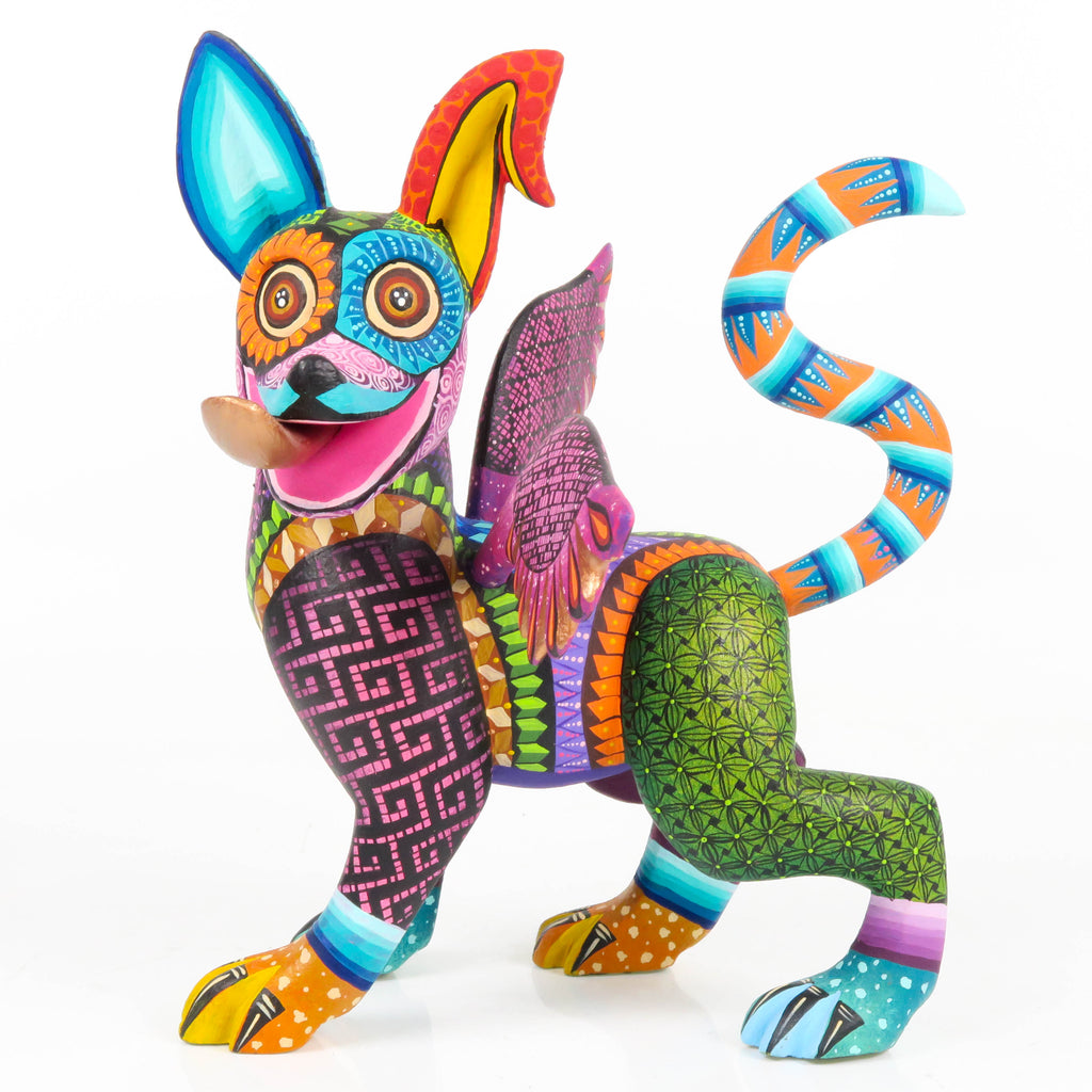 Exquisite Winged Dog - Oaxacan Alebrije Wood Carving