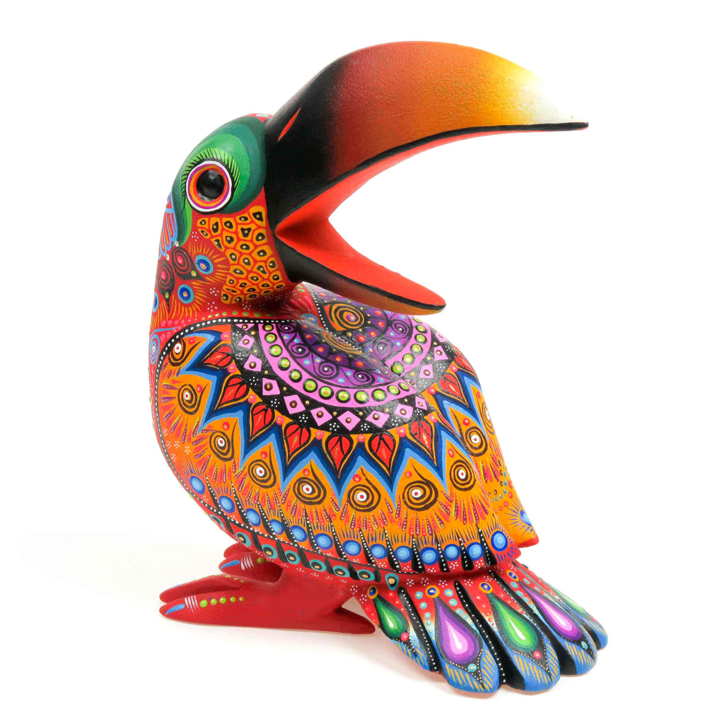Vibrant Toucan Bird - Oaxacan Alebrije Wood Carving Sculpture - VivaMexico.com