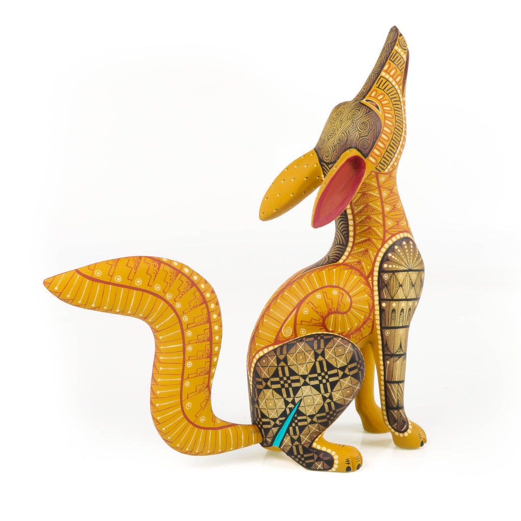 Exceptional Howling Coyote - Oaxacan Alebrije Wood Carving