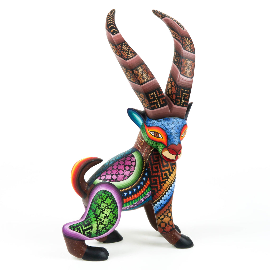 Majestic Goat - Oaxacan Alebrije Wood Carving Sculpture - Jose Calvo & Magaly Fuentes - VivaMexico.com