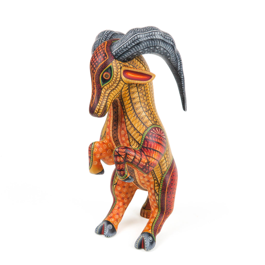 Fantastic Goat - Oaxacan Alebrije Wood Carving - Nestor Melchor - VivaMexico.com