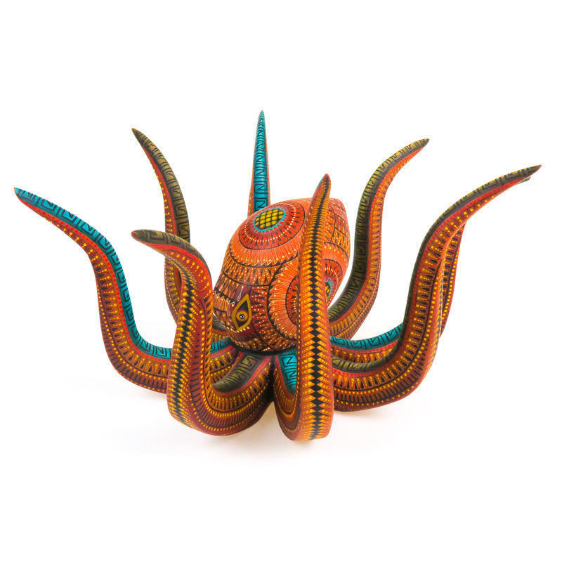 Octopus - Oaxacan Alebrije Wood Carving - Nestor Melchor - VivaMexico.com