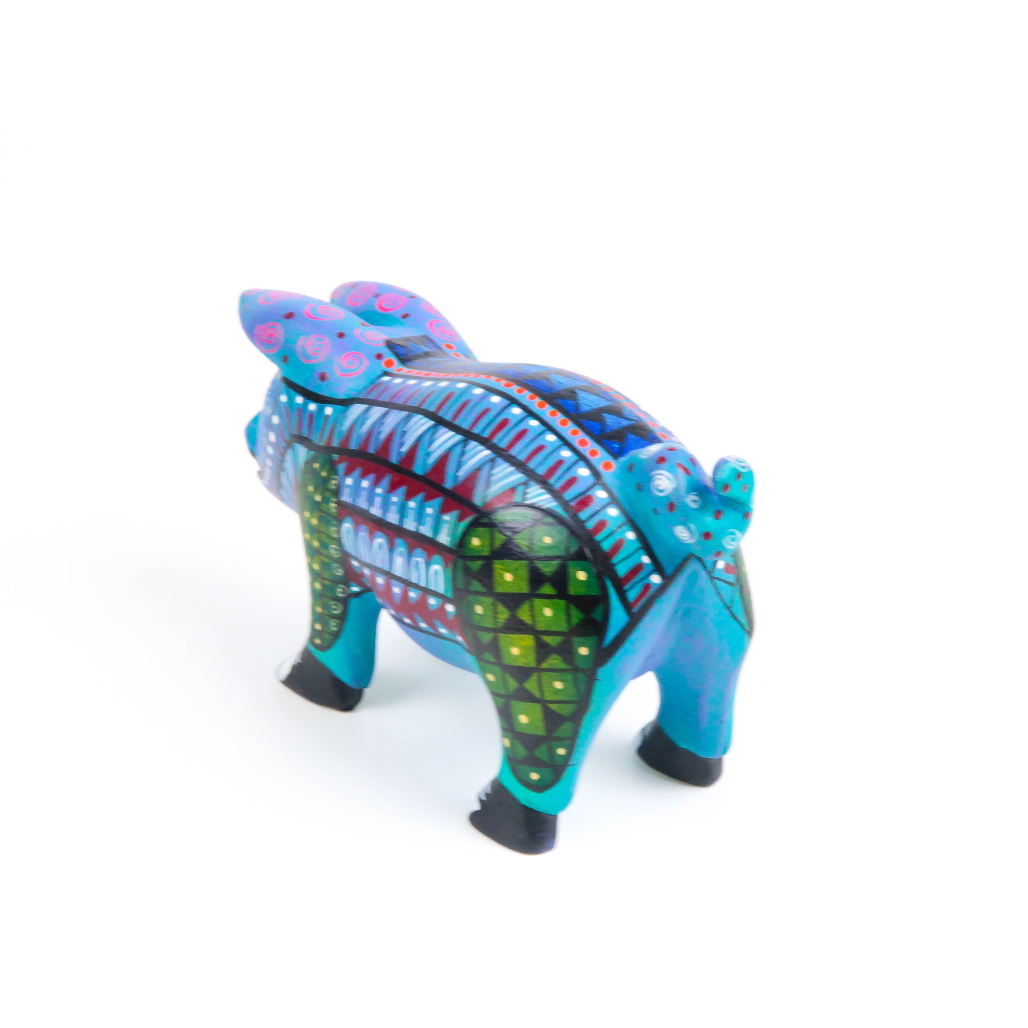 Blue Pig - Oaxacan Alebrije Wood Carving – VivaMexico.com - Mexican Art