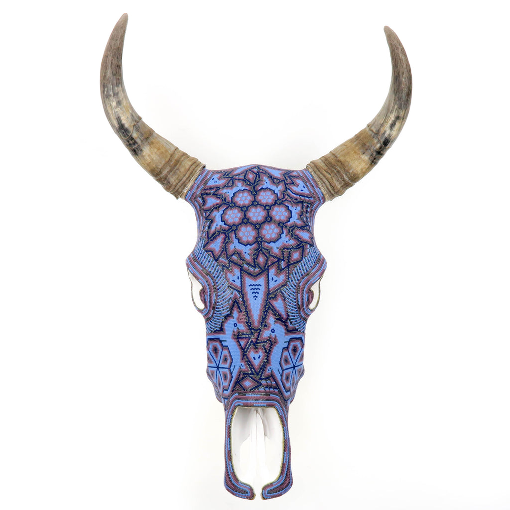 Huichol Beaded Bull Skull Wall Mount Mexican Folk Art - VivaMexico.com