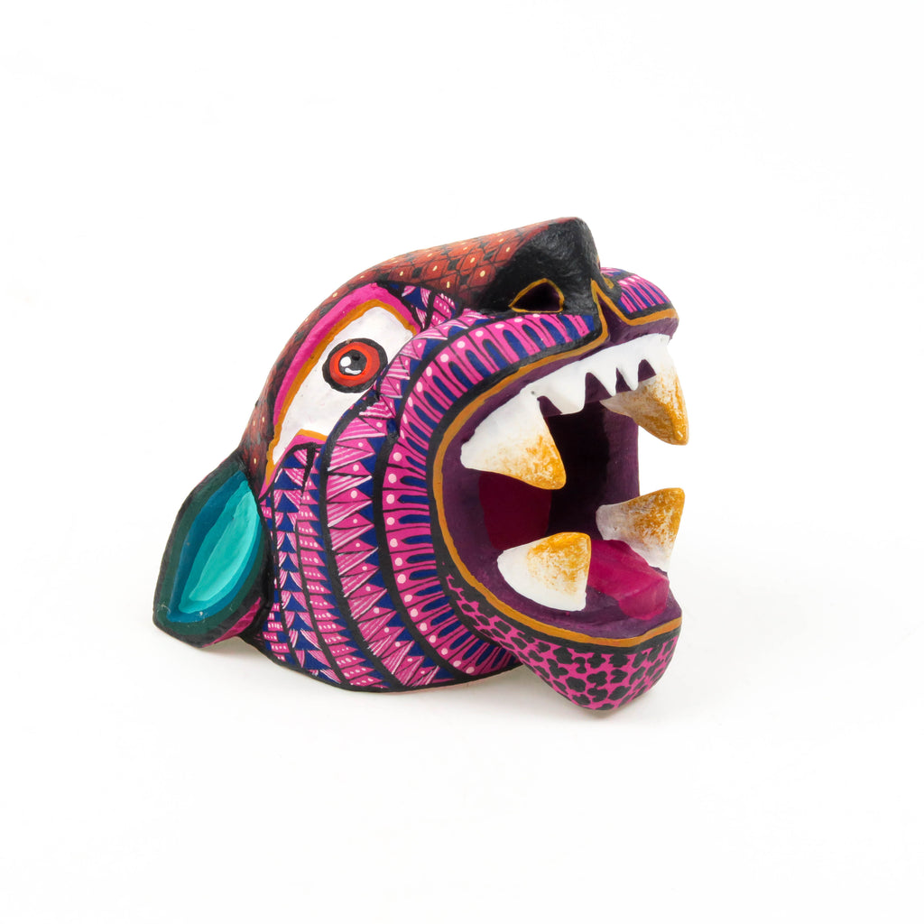 Small Jaguar Head - Oaxacan Alebrije Wood Carving - VivaMexico.com
