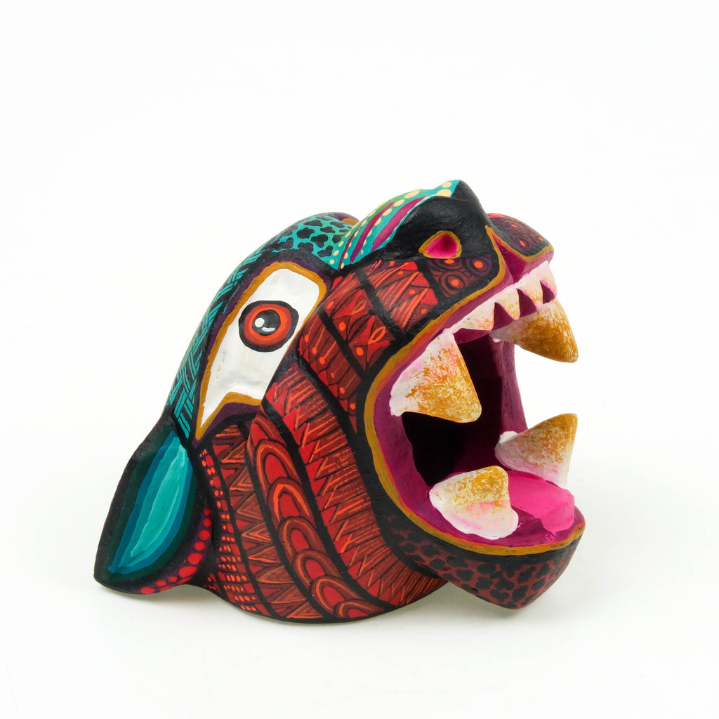 Small Jaguar Head - Oaxacan Alebrije Wood Carving