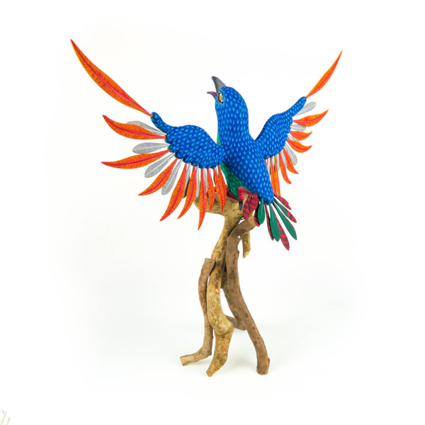 Bird On Branch - Oaxacan Alebrije Wood Carving - VivaMexico.com