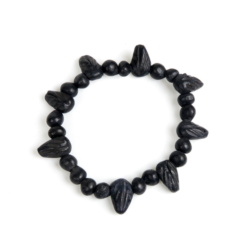 Barro Negro (Mexican Black Clay): Leaf Bead Bracelet - VivaMexico.com