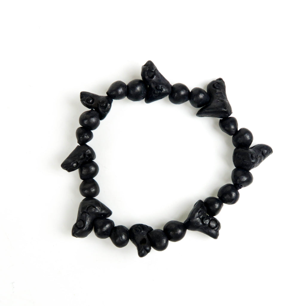 Barro Negro (Mexican Black Clay): Bird Bead Bracelet - VivaMexico.com