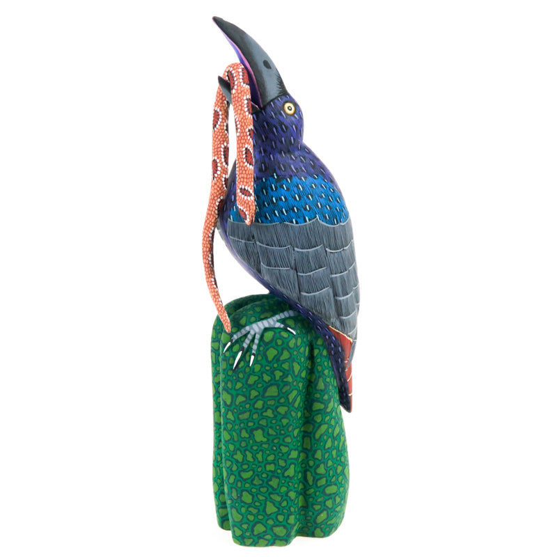 Bird With Snake - Oaxacan Alebrije Wood Carving - Eleazar Morales - VivaMexico.com