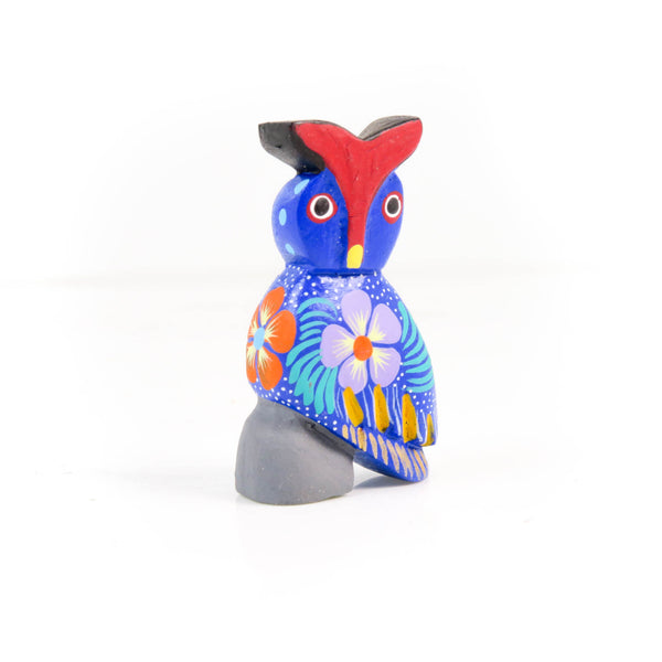 Mini Blue Owl - Oaxacan Alebrije Wood Carving
