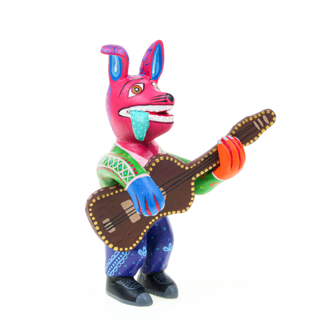Dog Guitarist - Oaxacan Alebrije Wood Carving