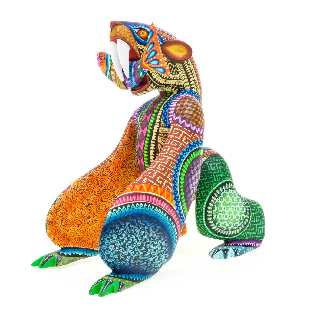Masterpiece Bear With Fish - Oaxacan Alebrije Wood Carving