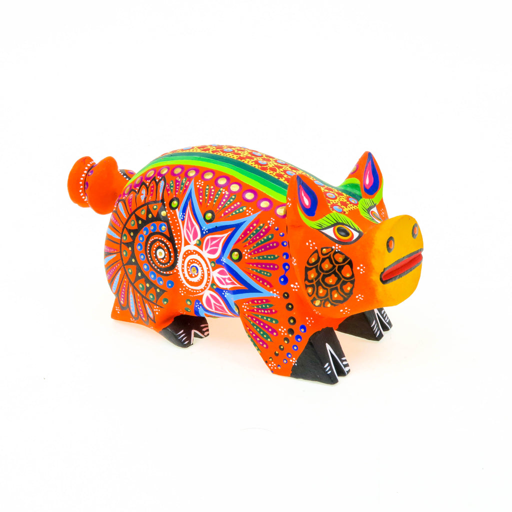 Orange Pig - Oaxacan Alebrije Wood Carving