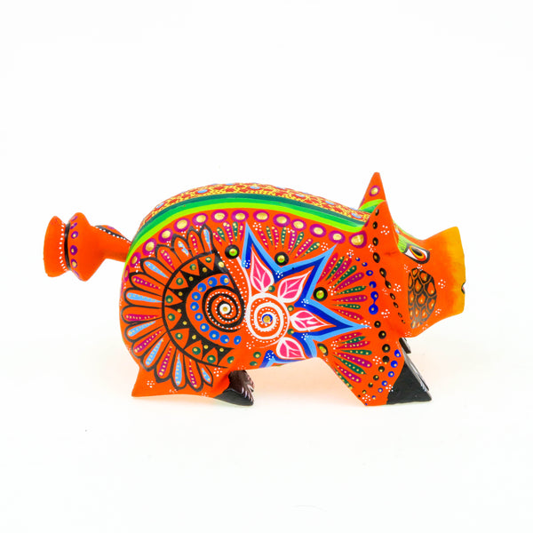 Orange Pig - Oaxacan Alebrije Wood Carving