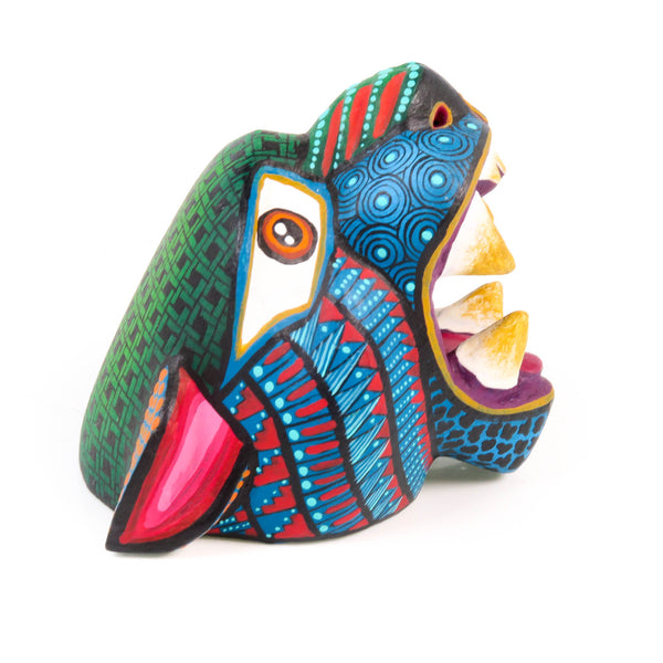 Small Jaguar Head (Blue) - Oaxacan Alebrije Wood Carving