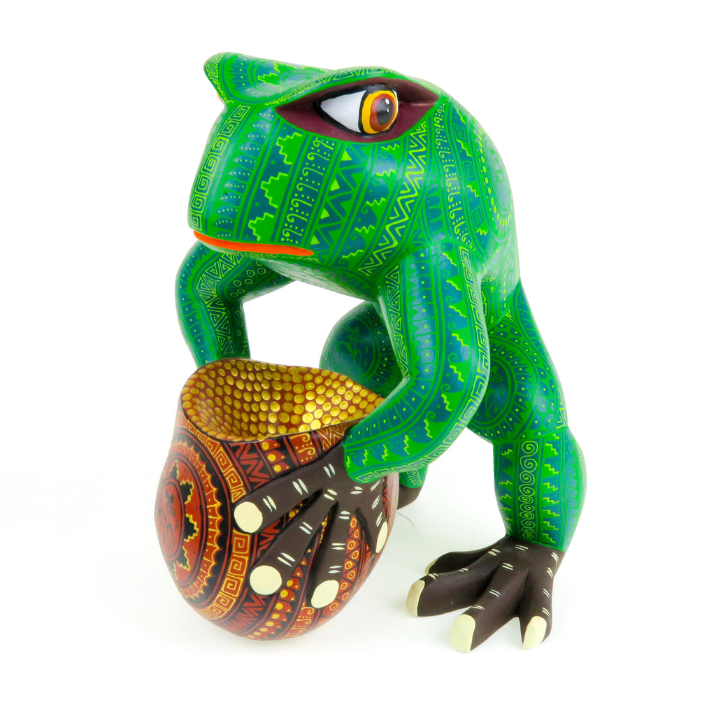 Frog With Jug - Oaxacan Alebrije Wood Carving