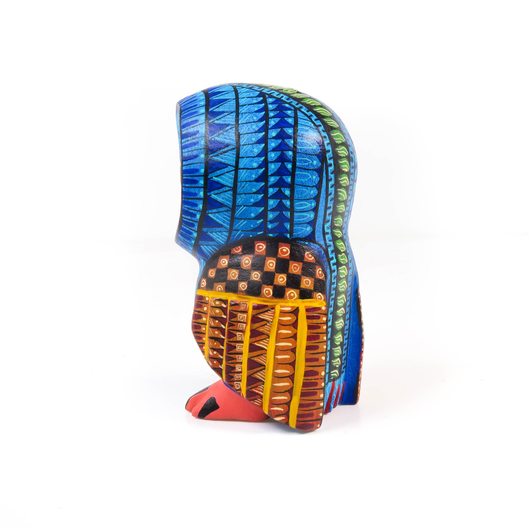 Blue & Red Jiraffe Oaxacan Wood Carving Alebrije main image 0