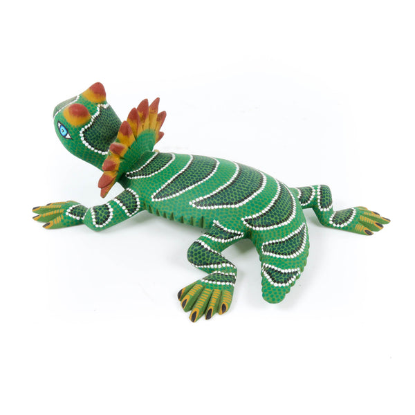 Green Horned Lizard - Oaxacan Alebrije Wood Carving
