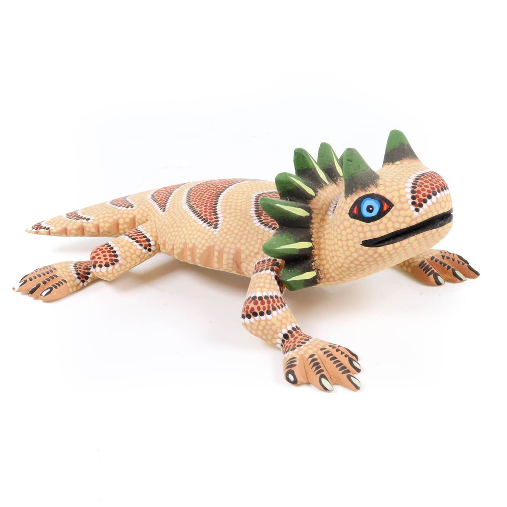 Yellow Horned Lizard - Oaxacan Alebrije Wood Carving