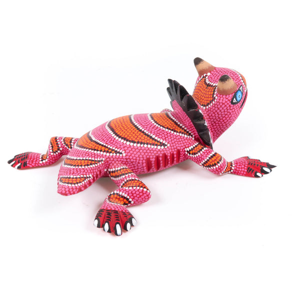 Red Horned Lizard - Oaxacan Alebrije Wood Carving